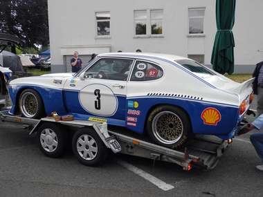 Ford Werkscapri mit 3400 Weslake 450 PS Motor
Ford works Capri with 3400 Weslake 450 hp engine.
Ford Capri d'usine avec moteur Weslake 3400 450 CV